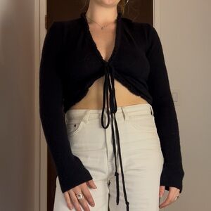 Vintage United Colors Of Benetton Black Front Tie Cardigan